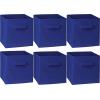 SIMPLE HOUSEWARE 11-Inch Foldable Cube Storage Organizer Bin, Geometric Grey, 6 Pack(Dark Blue)