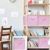 SIMPLE HOUSEWARE 11-Inch Foldable Cube Storage Organizer Bin, Geometric Grey, 6 Pack(Pink)