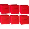 SIMPLE HOUSEWARE 11-Inch Foldable Cube Storage Organizer Bin, Geometric Grey, 6 Pack(Red)
