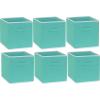 SIMPLE HOUSEWARE 11-Inch Foldable Cube Storage Organizer Bin, Geometric Grey, 6 Pack(Turquoise)