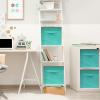 SIMPLE HOUSEWARE 11-Inch Foldable Cube Storage Organizer Bin, Geometric Grey, 6 Pack(Turquoise)