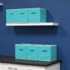 SIMPLE HOUSEWARE 11-Inch Foldable Cube Storage Organizer Bin, Geometric Grey, 6 Pack(Turquoise)