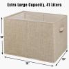 SIMPLE HOUSEWARE 15 x 13 Inch Collapsible Fabric Storage Bin with Handles, 2 Pack, Dark Gray(Beige)