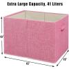 SIMPLE HOUSEWARE 15 x 13 Inch Collapsible Fabric Storage Bin with Handles, 2 Pack, Dark Gray(Pink)