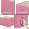 SIMPLE HOUSEWARE 15 x 13 Inch Collapsible Fabric Storage Bin with Handles, 2 Pack, Dark Gray(Pink)