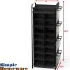 SIMPLE HOUSEWARE 16 Cube Shoe Stand Tower Rack 8 Tier with Top Shelf and Side Hanging Pockets, Gray(Black)