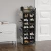 SIMPLE HOUSEWARE 16 Cube Shoe Stand Tower Rack 8 Tier with Top Shelf and Side Hanging Pockets, Gray(Black)