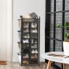 SIMPLE HOUSEWARE 16 Cube Shoe Stand Tower Rack 8 Tier with Top Shelf and Side Hanging Pockets, Gray(Dark Gray)