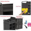 SIMPLE HOUSEWARE 16 Cube Shoe Stand Tower Rack 8 Tier with Top Shelf and Side Hanging Pockets, Gray(Dark Gray)