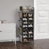 SIMPLE HOUSEWARE 16 Cube Shoe Stand Tower Rack 8 Tier with Top Shelf and Side Hanging Pockets, Gray(Dark Gray)