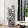 SIMPLE HOUSEWARE 16 Cube Shoe Stand Tower Rack 8 Tier with Top Shelf and Side Hanging Pockets, Gray(Gray)