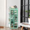 SIMPLE HOUSEWARE 16 Cube Shoe Stand Tower Rack 8 Tier with Top Shelf and Side Hanging Pockets, Gray(Turquoise)