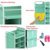 SIMPLE HOUSEWARE 16 Cube Shoe Stand Tower Rack 8 Tier with Top Shelf and Side Hanging Pockets, Gray(Turquoise)