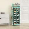 SIMPLE HOUSEWARE 16 Cube Shoe Stand Tower Rack 8 Tier with Top Shelf and Side Hanging Pockets, Gray(Turquoise)