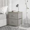 SIMPLE HOUSEWARE 2 Tier Night Stands Dresser for Bedroom Organizer Drawer Storage Tower, Brown(Grey)