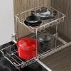 SIMPLE HOUSEWARE 2-Tier (L+M) Organizer Pull Out Under Cabinet Sliding Shelf, Chrome(2 Tier Shelves)