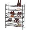 SIMPLE HOUSEWARE 3-Tier Stackable Mesh Shoe Rack, Silver(Black)
