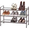 SIMPLE HOUSEWARE 3-Tier Stackable Mesh Shoe Rack, Silver(Bronze)