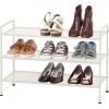SIMPLE HOUSEWARE 3-Tier Stackable Mesh Shoe Rack, Silver(White)