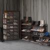 SIMPLE HOUSEWARE 8 Tiers Shoe Rack with Zipper Cover | Side Hanging Pockets, Brown(Brown)