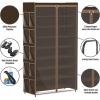 SIMPLE HOUSEWARE 8 Tiers Shoe Rack with Zipper Cover | Side Hanging Pockets, Brown(Brown)