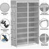SIMPLE HOUSEWARE 8 Tiers Shoe Rack with Zipper Cover | Side Hanging Pockets, Brown(Grey)