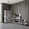 SIMPLE HOUSEWARE 8 Tiers Shoe Rack with Zipper Cover | Side Hanging Pockets, Brown(Grey)