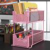 SIMPLE HOUSEWARE Cabinet 2 Tier Perforated Basket Drawer, Silver – 2 Pack(Pink)
