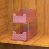 SIMPLE HOUSEWARE Cabinet 2 Tier Perforated Basket Drawer, Silver – 2 Pack(Pink)