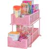 SIMPLE HOUSEWARE Cabinet 2 Tier Perforated Basket Drawer, Silver – 2 Pack(Pink)