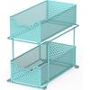 SIMPLE HOUSEWARE Cabinet 2 Tier Perforated Basket Drawer, Silver – 2 Pack(Turquoise)