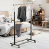 SIMPLE HOUSEWARE Double Rod Garment Rack, Grey(Black)