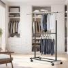 SIMPLE HOUSEWARE Double Rod Garment Rack, Grey(Black)