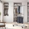 SIMPLE HOUSEWARE Double Rod Garment Rack, Grey(Grey)