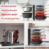 SIMPLE HOUSEWARE Double Sided Height Adjustable Pan/Pot Organizer – 8 Compartments, Black
