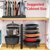 SIMPLE HOUSEWARE Double Sided Height Adjustable Pan/Pot Organizer – 8 Compartments, Black