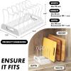 SIMPLE HOUSEWARE Expandable Pan Organizer Rack, 10 Adjustable Compartments, White – Kitchen Cabinet Organizer for Pots, Pans, Lids & Bakeware – Pantry & Countertop Storage(7 Adjustable Compartments)