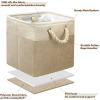 SIMPLE HOUSEWARE Fabric Storage Cubes, 13″ x 13″ Storage Bin, 3 Pack, Gray(Beige)