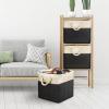 SIMPLE HOUSEWARE Fabric Storage Cubes, 13″ x 13″ Storage Bin, 3 Pack, Gray(Black)