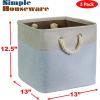 SIMPLE HOUSEWARE Fabric Storage Cubes, 13″ x 13″ Storage Bin, 3 Pack, Gray(Blue)