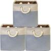 SIMPLE HOUSEWARE Fabric Storage Cubes, 13″ x 13″ Storage Bin, 3 Pack, Gray(Blue)