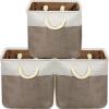 SIMPLE HOUSEWARE Fabric Storage Cubes, 13″ x 13″ Storage Bin, 3 Pack, Gray(Brown)