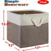 SIMPLE HOUSEWARE Fabric Storage Cubes, 13″ x 13″ Storage Bin, 3 Pack, Gray(Brown)