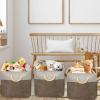 SIMPLE HOUSEWARE Fabric Storage Cubes, 13″ x 13″ Storage Bin, 3 Pack, Gray(Brown)