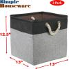 SIMPLE HOUSEWARE Fabric Storage Cubes, 13″ x 13″ Storage Bin, 3 Pack, Gray(Dark Grey)