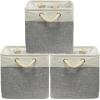 SIMPLE HOUSEWARE Fabric Storage Cubes, 13″ x 13″ Storage Bin, 3 Pack, Gray(Grey)