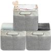 SIMPLE HOUSEWARE Fabric Storage Cubes, 13″ x 13″ Storage Bin, 3 Pack, Gray(Grey)
