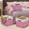 SIMPLE HOUSEWARE Fabric Storage Cubes, 13″ x 13″ Storage Bin, 3 Pack, Gray(Pink)