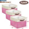 SIMPLE HOUSEWARE Fabric Storage Cubes, 13″ x 13″ Storage Bin, 3 Pack, Gray(Pink)