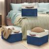 SIMPLE HOUSEWARE Fabric Storage Cubes, 13″ x 13″ Storage Bin, 3 Pack, Gray(Steel Blue)